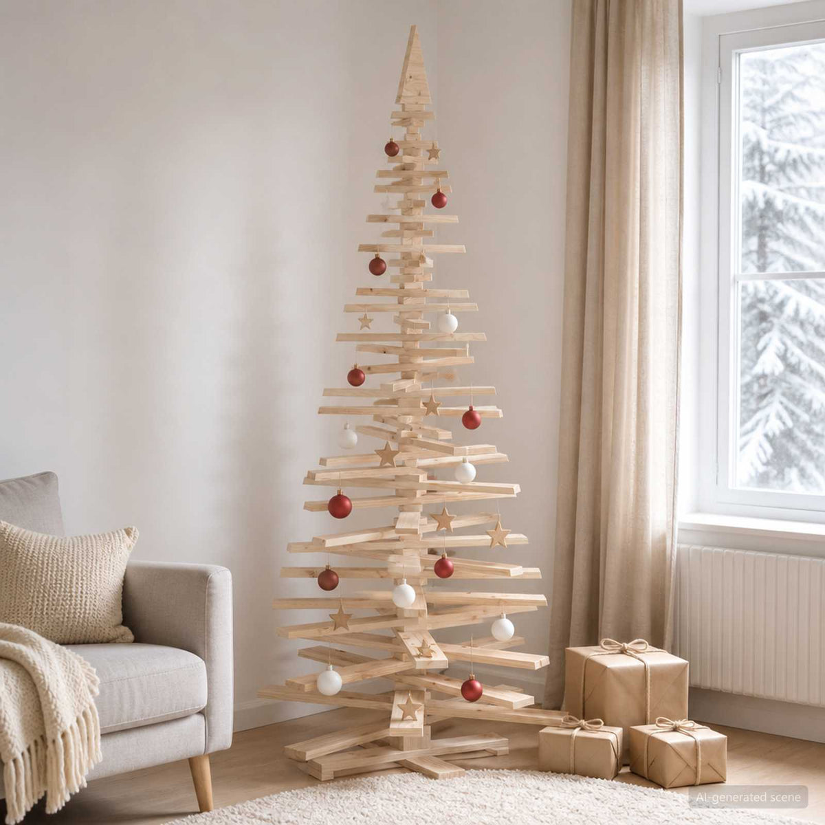 Medinė Kalėdų eglutė KOTKA 240 cm Pušies medienos masyvas