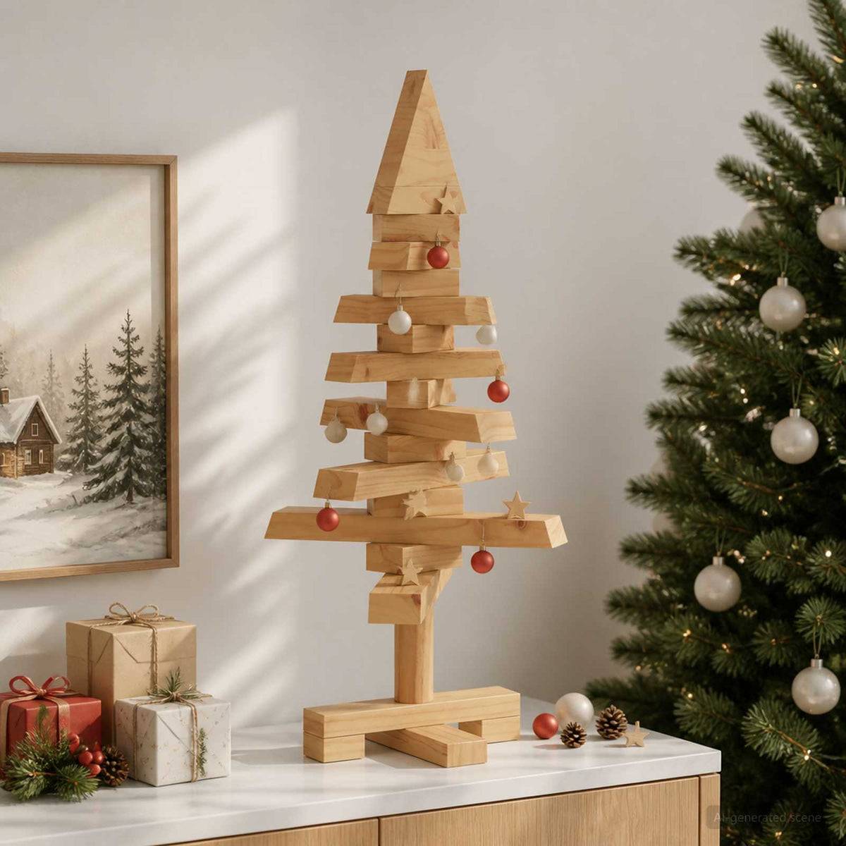 Medinė Kalėdų eglutė KOTKA 60 cm Pušies medienos masyvas