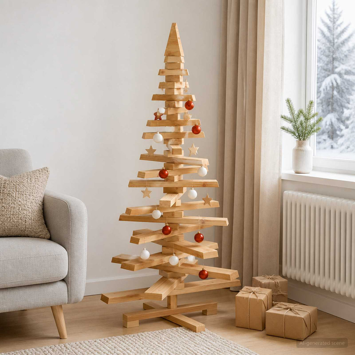 Medinė Kalėdų eglutė KOTKA 120 cm Pušies medienos masyvas