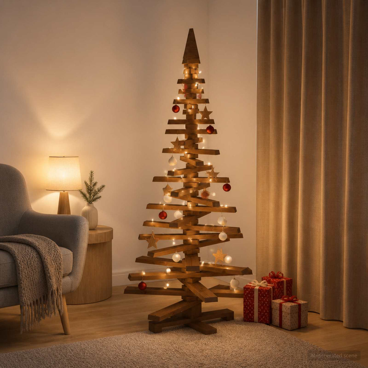 Medinė Kalėdų eglutė KOTKA 150 cm Pušies medienos masyvas