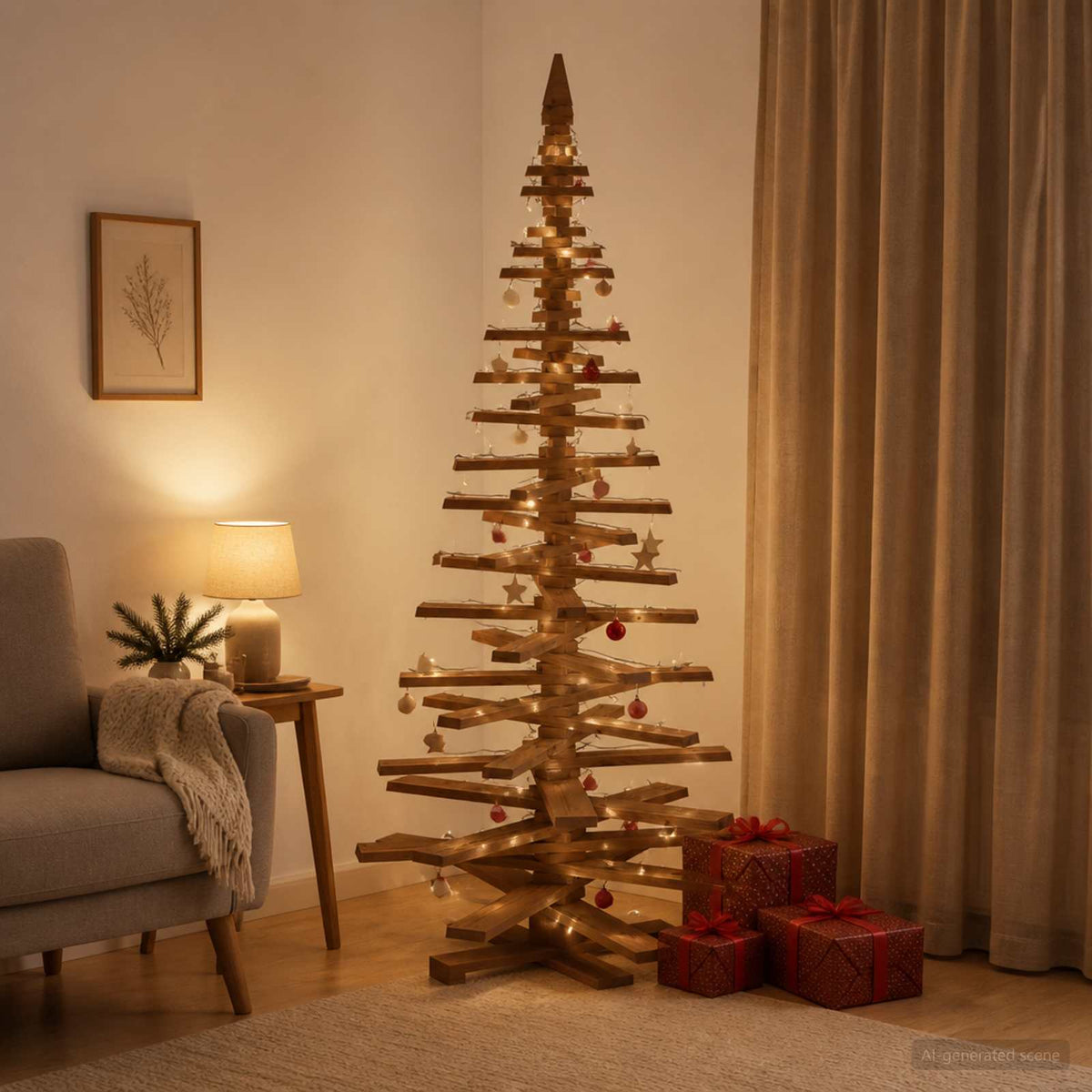 Medinė Kalėdų eglutė KOTKA 210 cm Pušies medienos masyvas