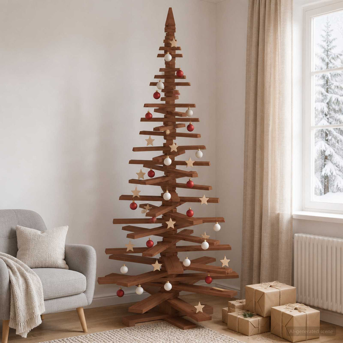 Medinė Kalėdų eglutė KOTKA 210 cm Pušies medienos masyvas
