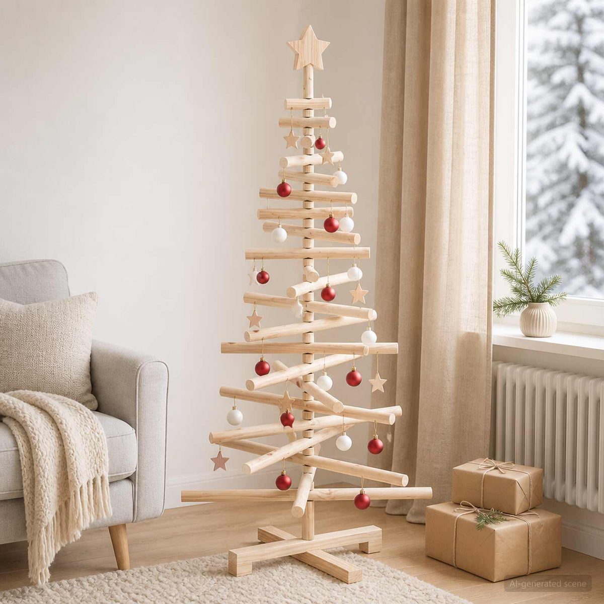 Medinė Kalėdų eglutė KOTKA 120 cm Pušies medienos masyvas