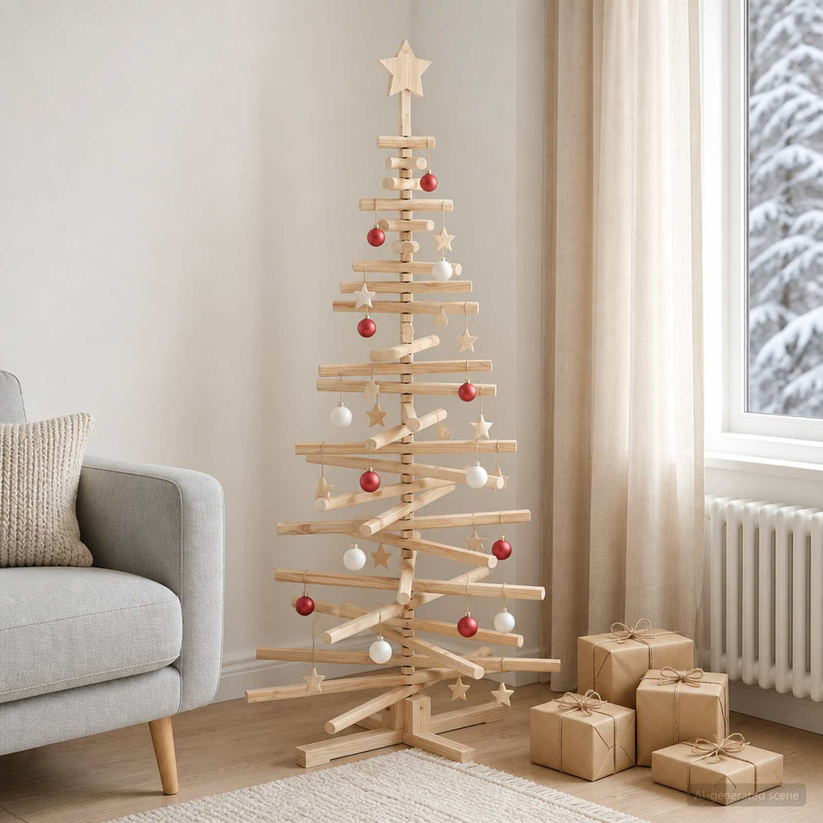 Medinė Kalėdų eglutė KOTKA 150 cm Pušies medienos masyvas