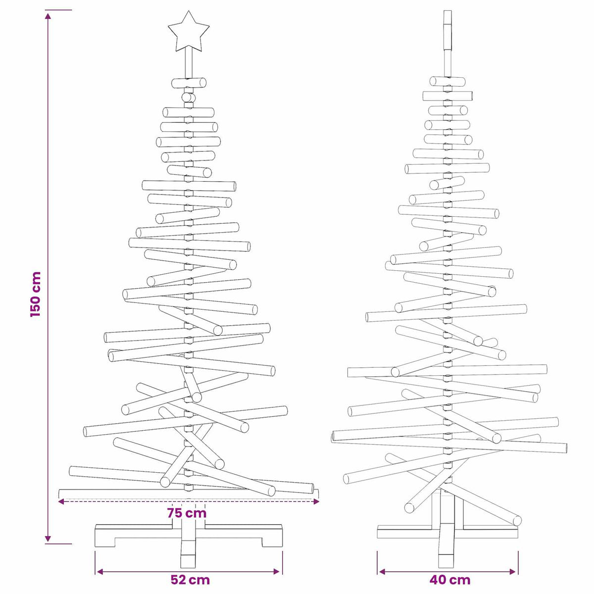 Medinė Kalėdų eglutė KOTKA 150 cm Pušies medienos masyvas