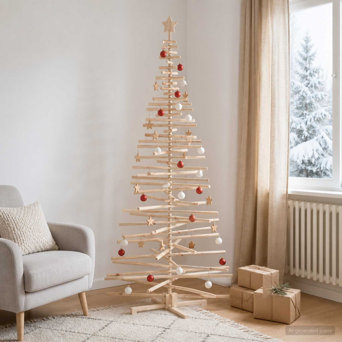 Medinė Kalėdų eglutė KOTKA 240 cm Pušies medienos masyvas