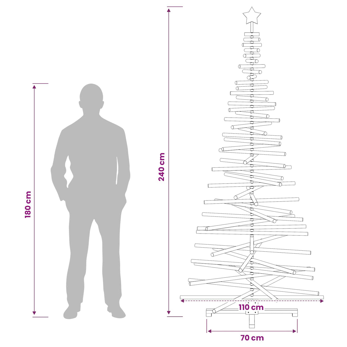 Medinė Kalėdų eglutė KOTKA 240 cm Pušies medienos masyvas