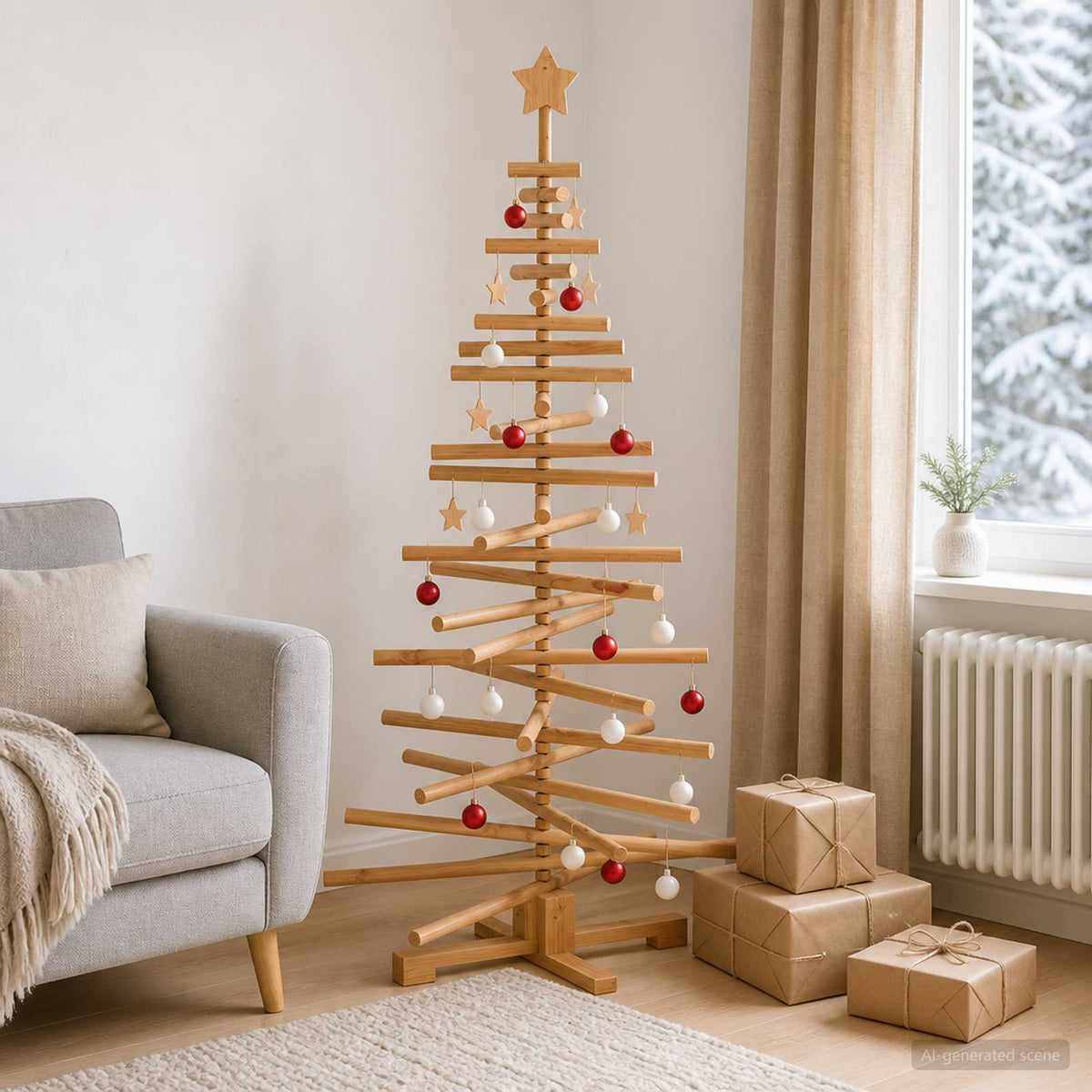 Medinė Kalėdų eglutė KOTKA 150 cm Pušies medienos masyvas
