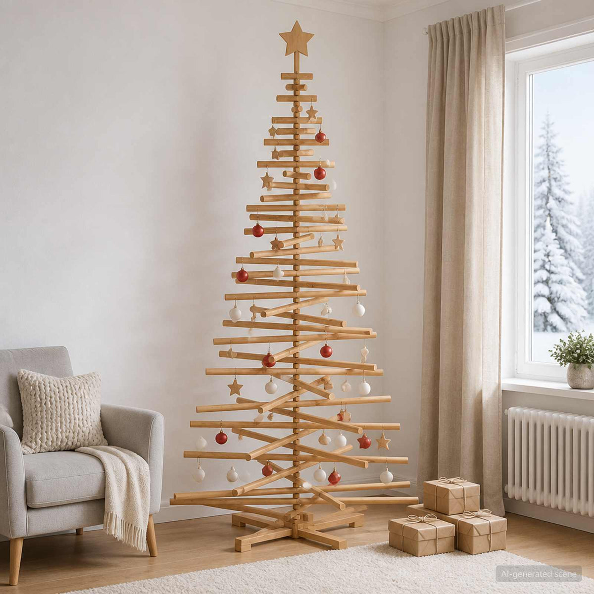 Medinė Kalėdų eglutė KOTKA 210 cm Pušies medienos masyvas