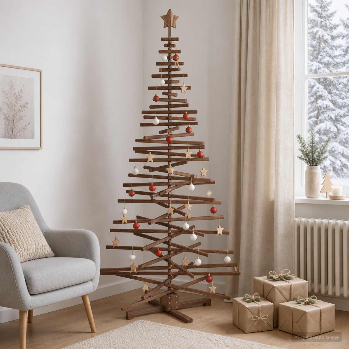 Medinė Kalėdų eglutė KOTKA 210 cm Pušies medienos masyvas