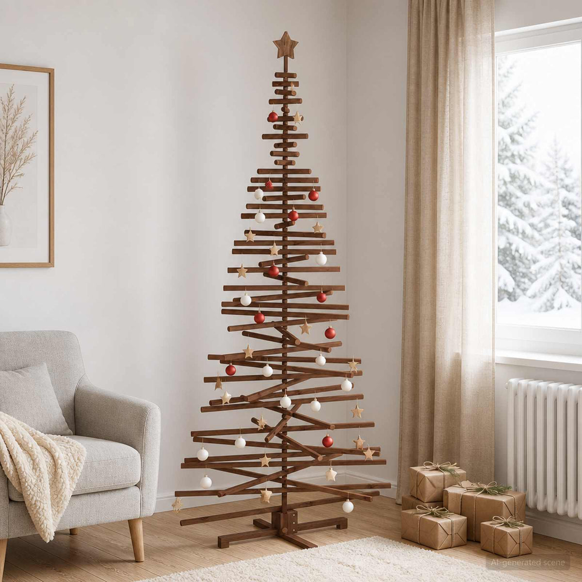 Medinė Kalėdų eglutė KOTKA 240 cm Pušies medienos masyvas