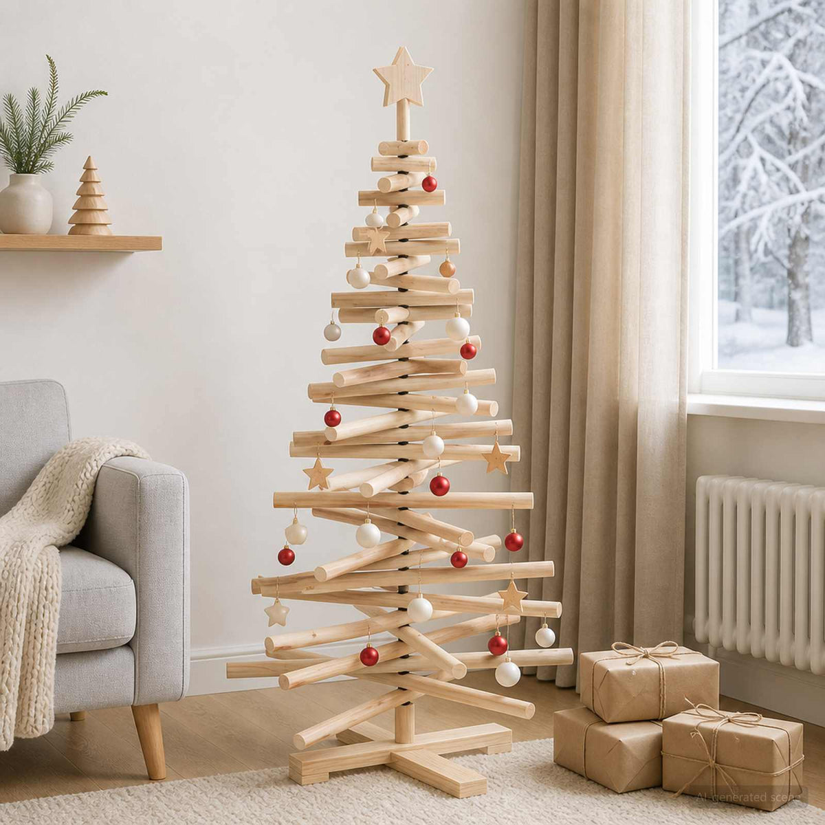 Medinė Kalėdų eglutė KOTKA 120 cm Pušies medienos masyvas