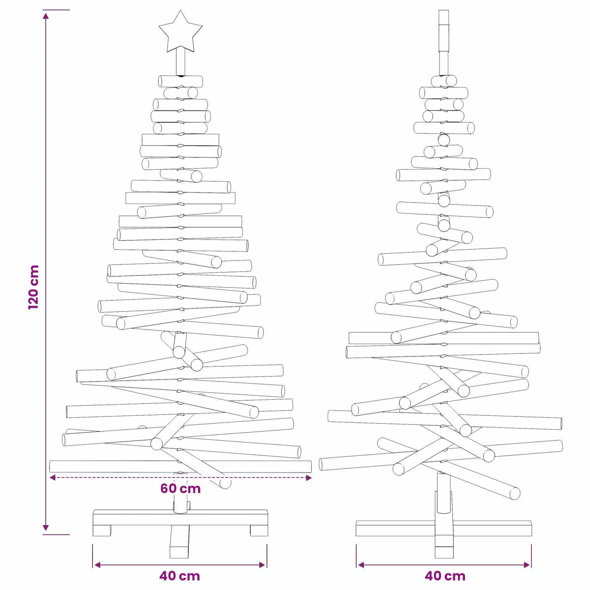 Medinė Kalėdų eglutė KOTKA 120 cm Pušies medienos masyvas