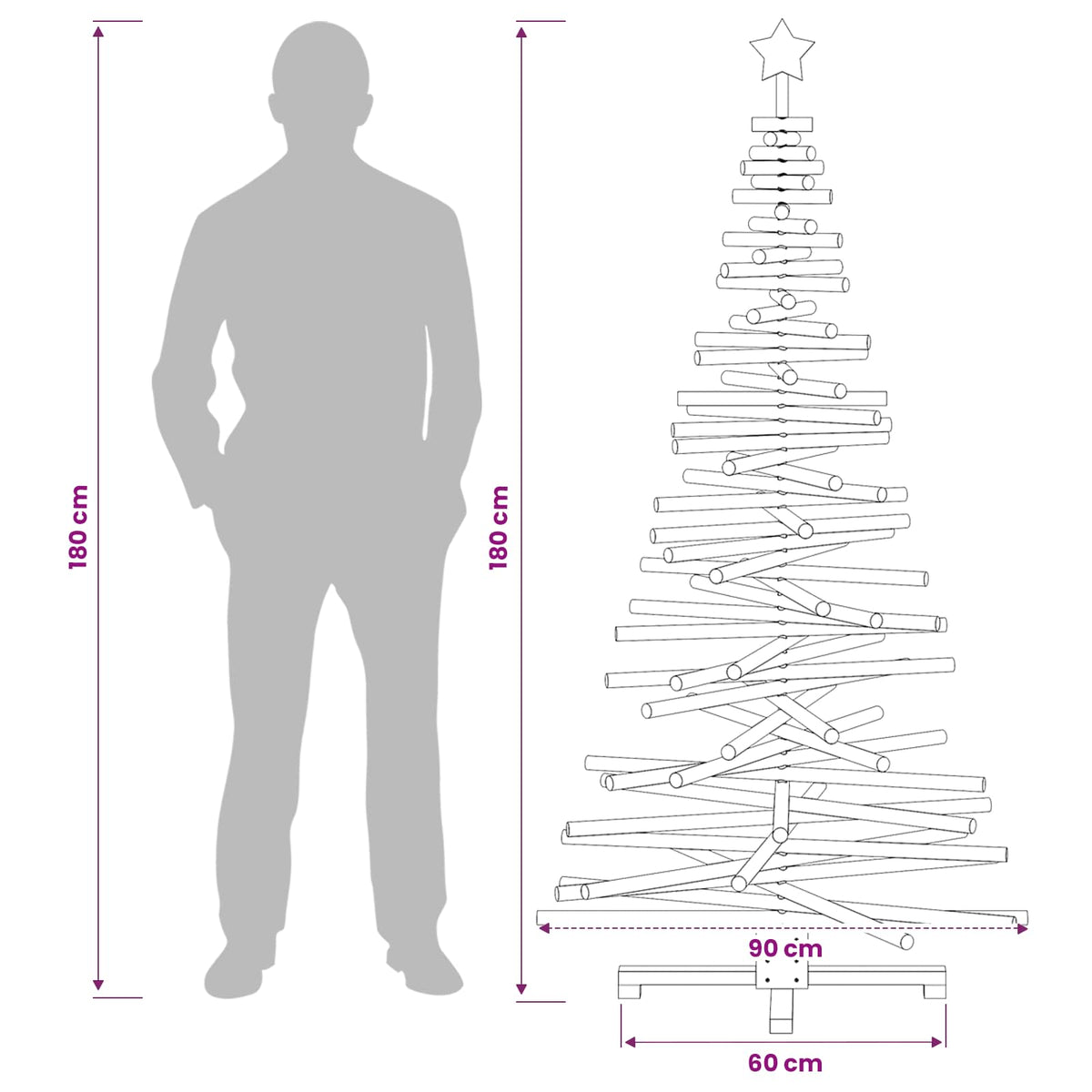 Medinė Kalėdų eglutė KOTKA 180 cm Pušies medienos masyvas