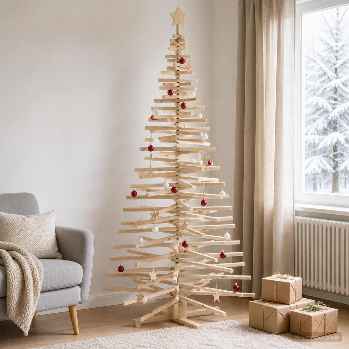 Medinė Kalėdų eglutė KOTKA 210 cm Pušies medienos masyvas