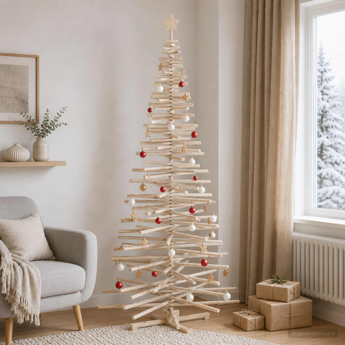 Medinė Kalėdų eglutė KOTKA 240 cm Pušies medienos masyvas