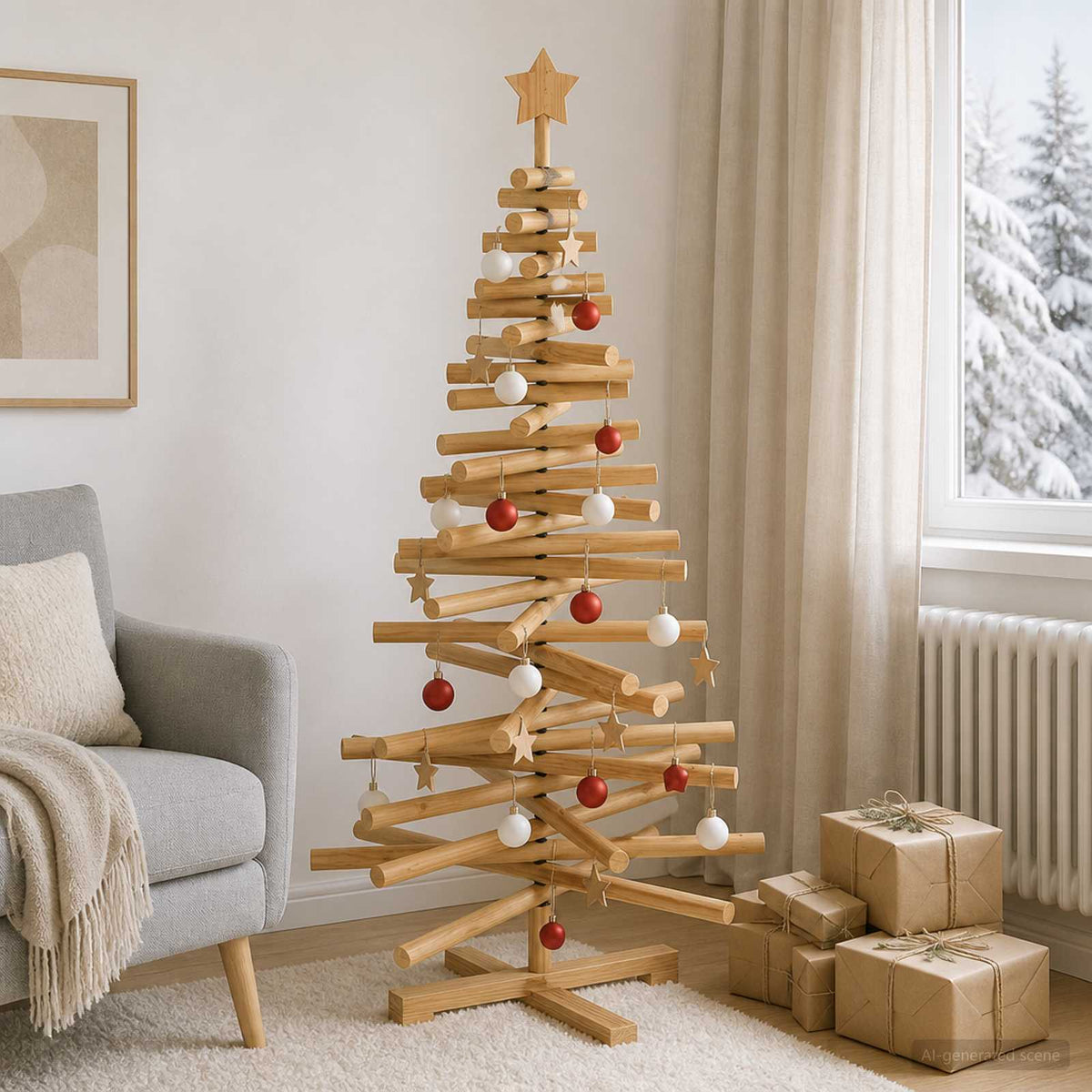 Medinė Kalėdų eglutė KOTKA 120 cm Pušies medienos masyvas