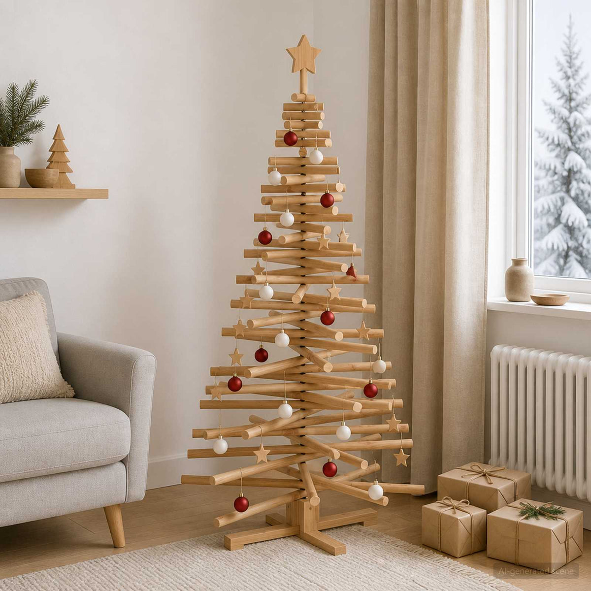 Medinė Kalėdų eglutė KOTKA 150 cm Pušies medienos masyvas