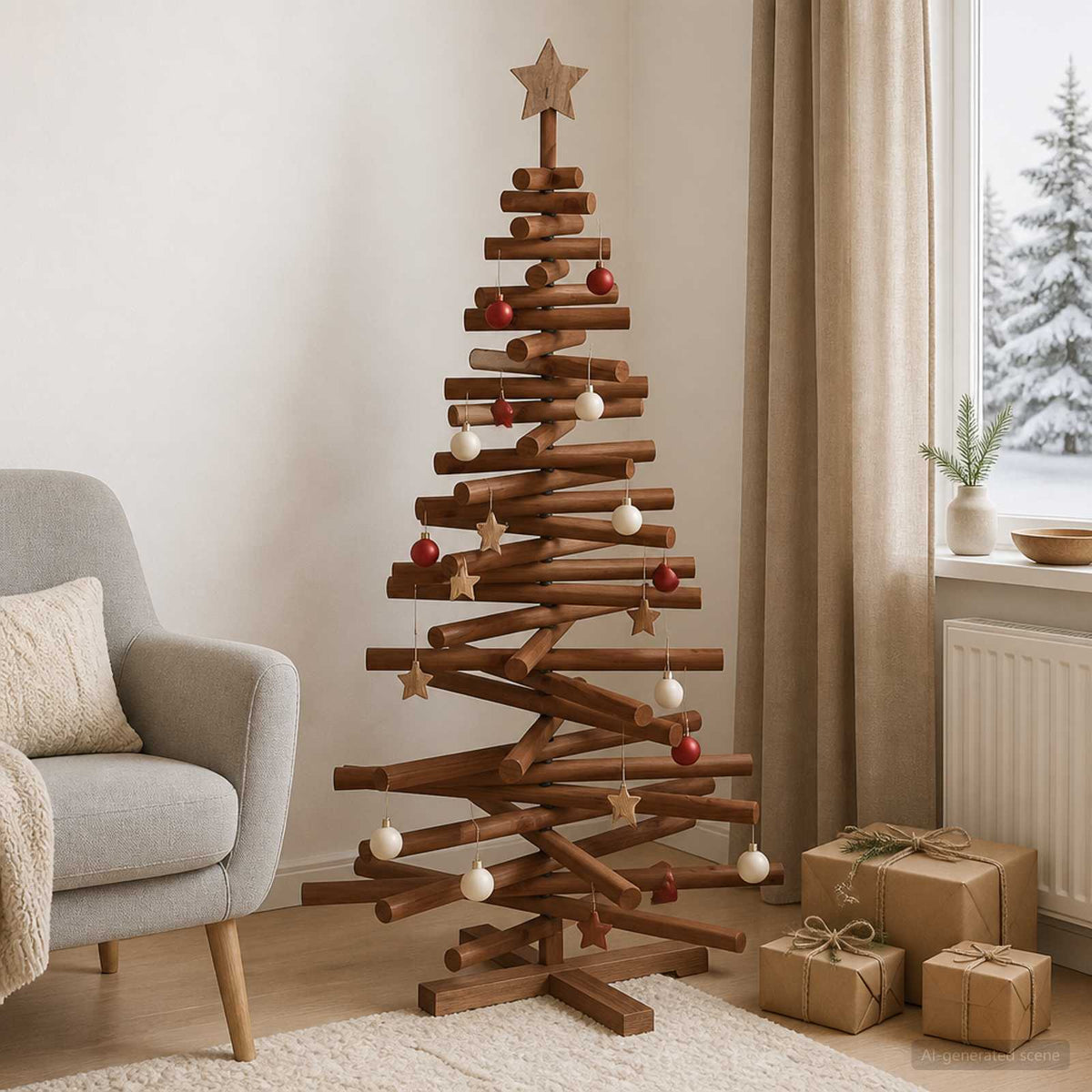 Medinė Kalėdų eglutė KOTKA 120 cm Pušies medienos masyvas