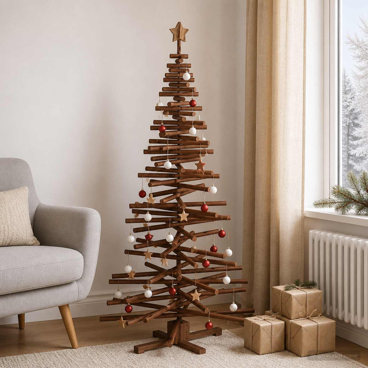 Medinė Kalėdų eglutė KOTKA 180 cm Pušies medienos masyvas