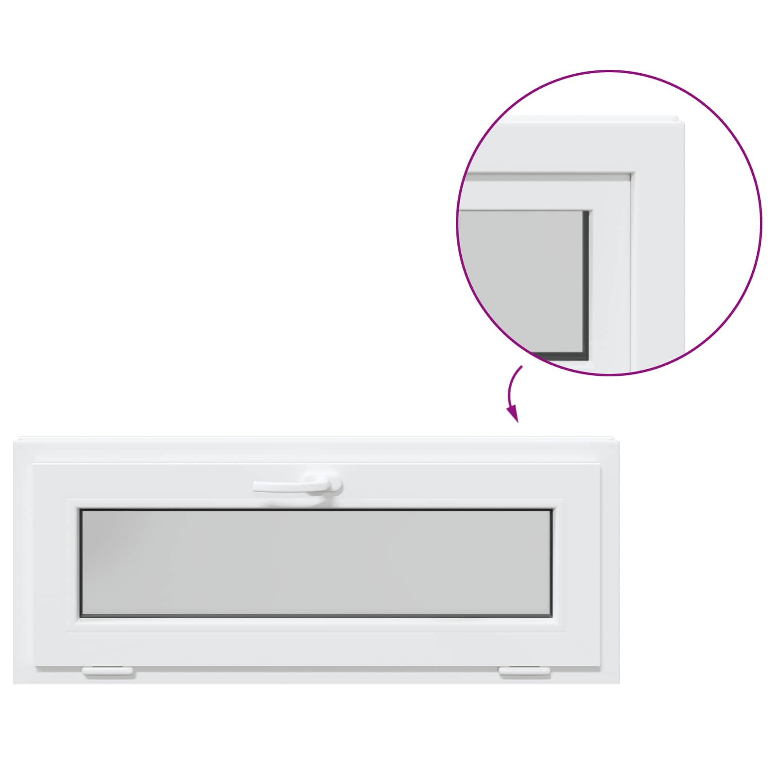 Požeminio lango RISOR 100 x 40 cm PVC ir stiklas Balta