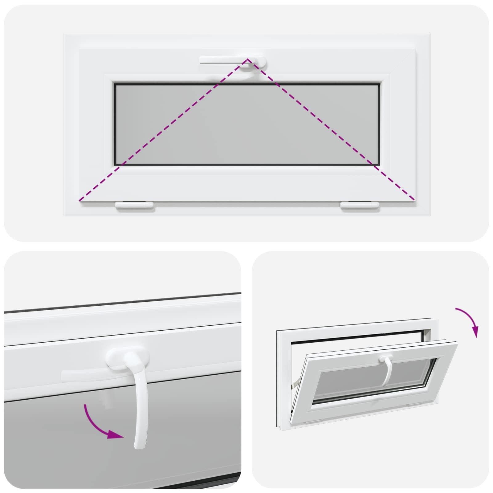 Požeminio lango RISOR 80 x 40 cm PVC ir stiklas