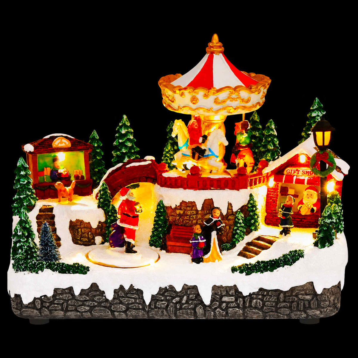 Kalėdų miestelis su karusele SALO 25,5 x 16 x 21,5 cm Derva