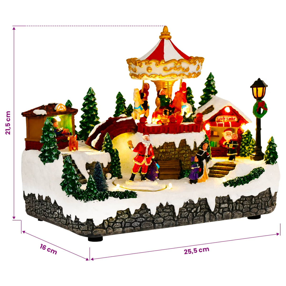 Kalėdų miestelis su karusele SALO 25,5 x 16 x 21,5 cm Derva
