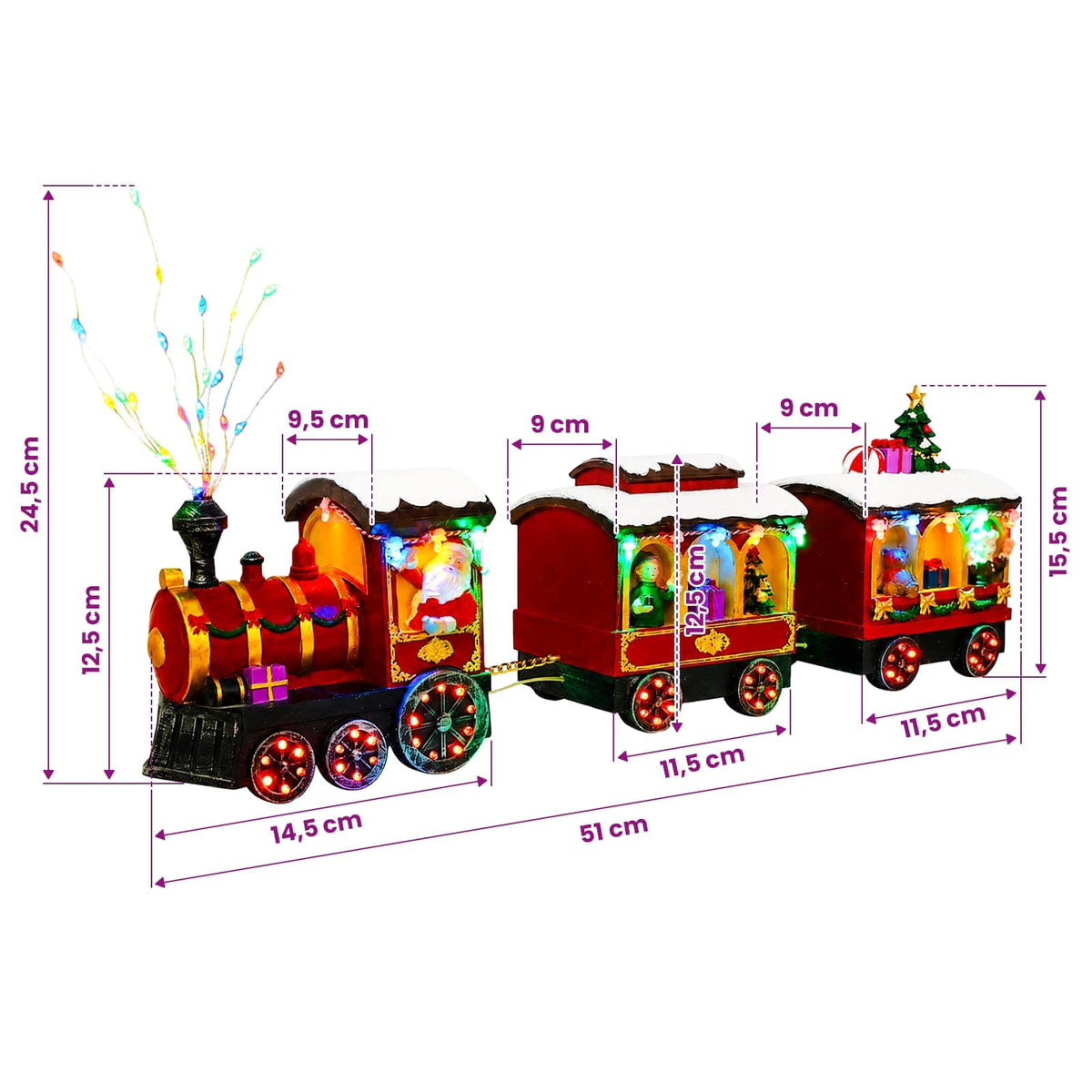 Kalėdų traukinys SALO 51 x 9,5 x 24,5 cm Resin Multicolour
