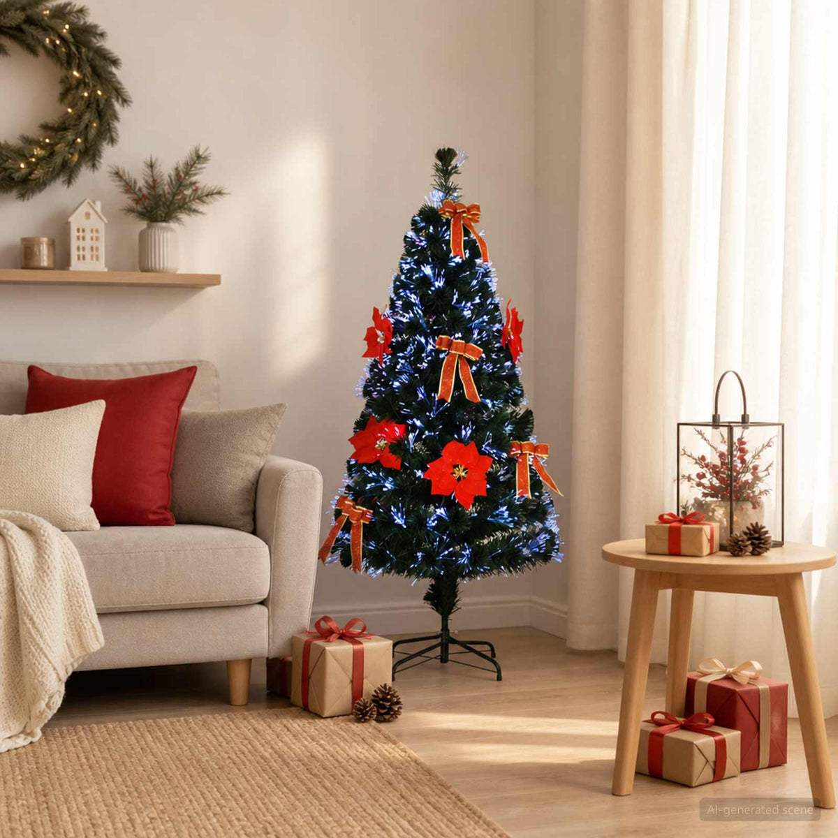 Šviesolaidinė Kalėdų eglutė 120 cm 12 LED Įvairių spalvų PVC