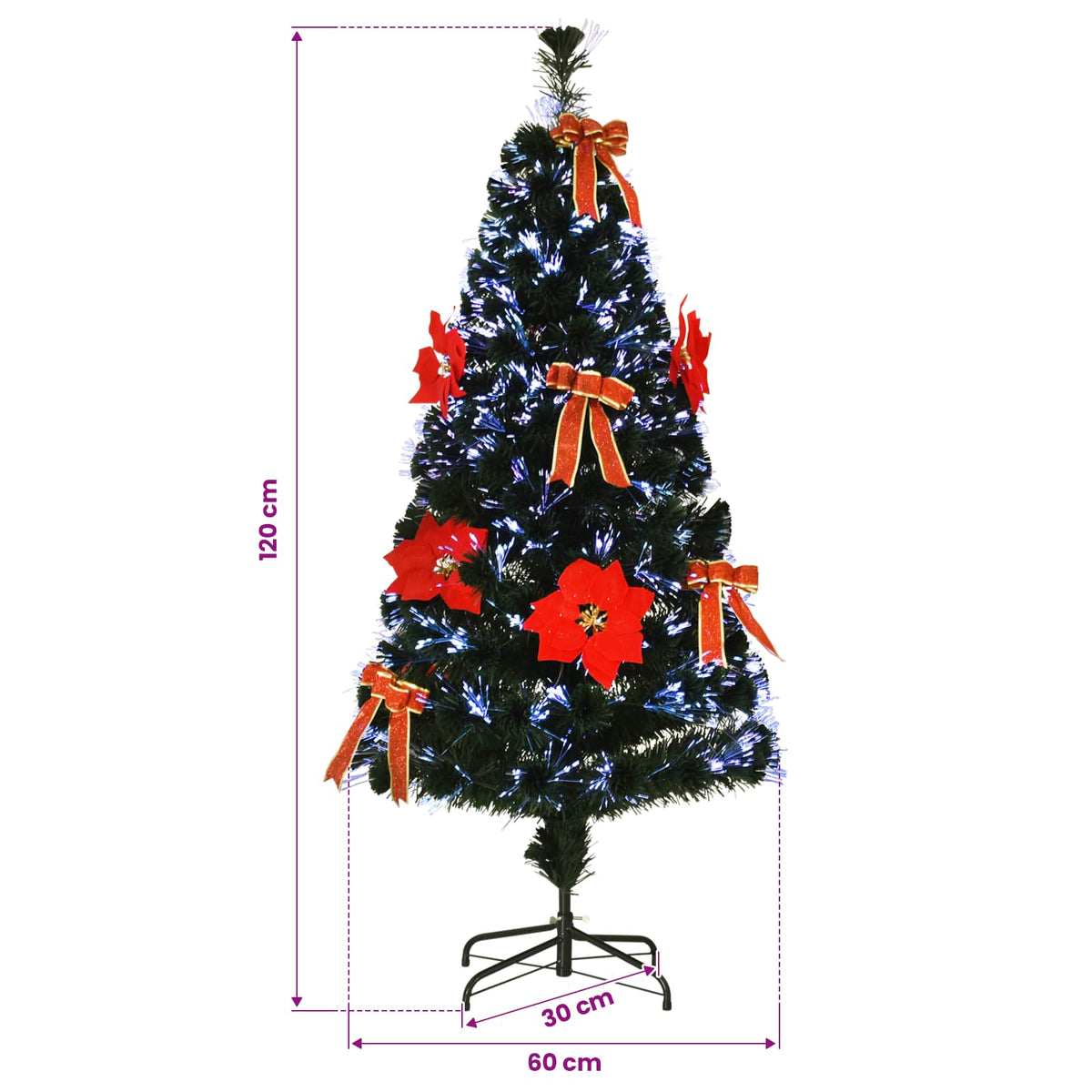 Šviesolaidinė Kalėdų eglutė 120 cm 12 LED Įvairių spalvų PVC