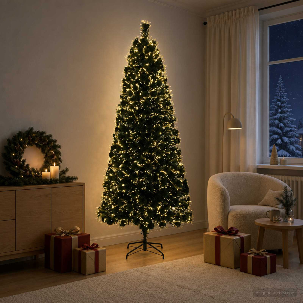 Šviesolaidinė kalėdinė eglutė 240 cm 36 LED Šilta balta PVC