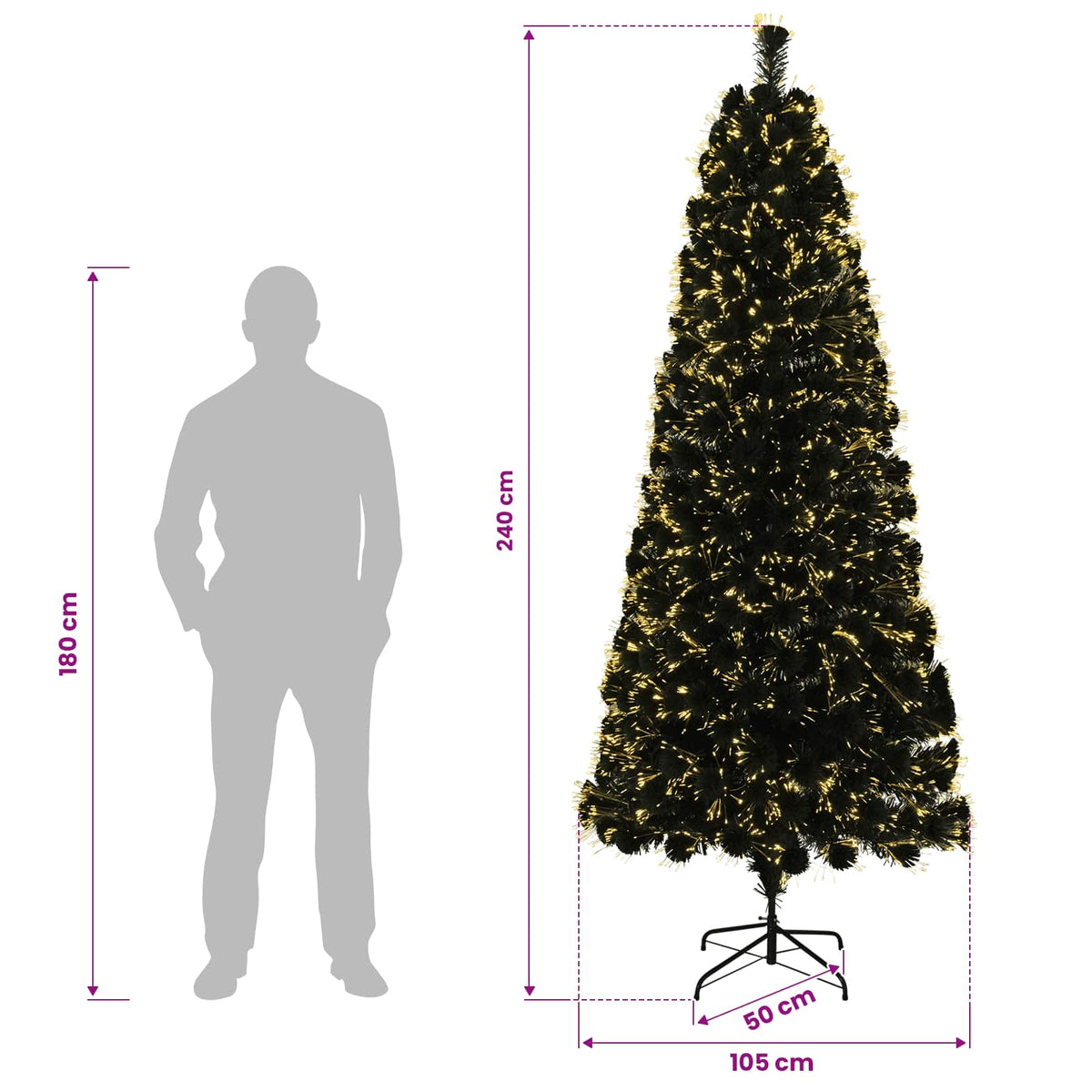 Šviesolaidinė kalėdinė eglutė 240 cm 36 LED Šilta balta PVC