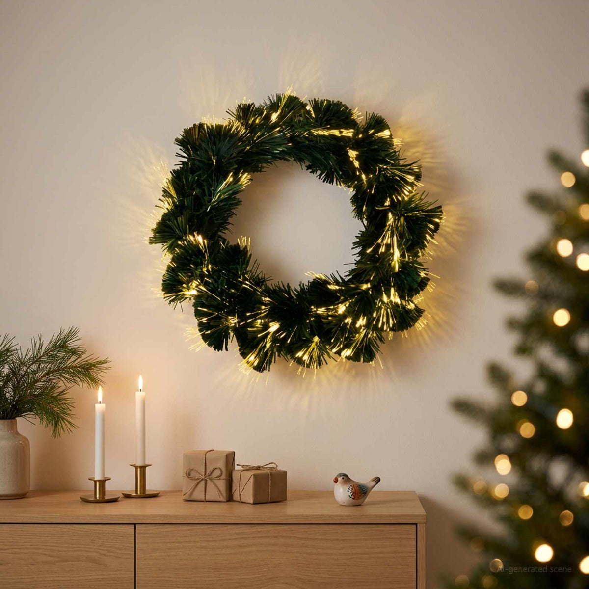 Kalėdinė girlanda 24 LED Šilta balta PVC