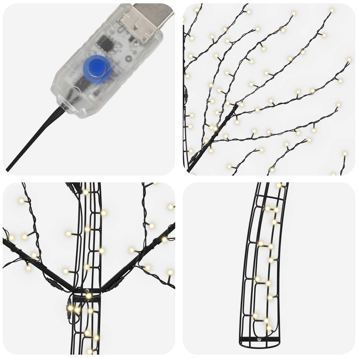 LED sieninė Kalėdų eglutė 150 cm 140 LED Šilta balta Plienas