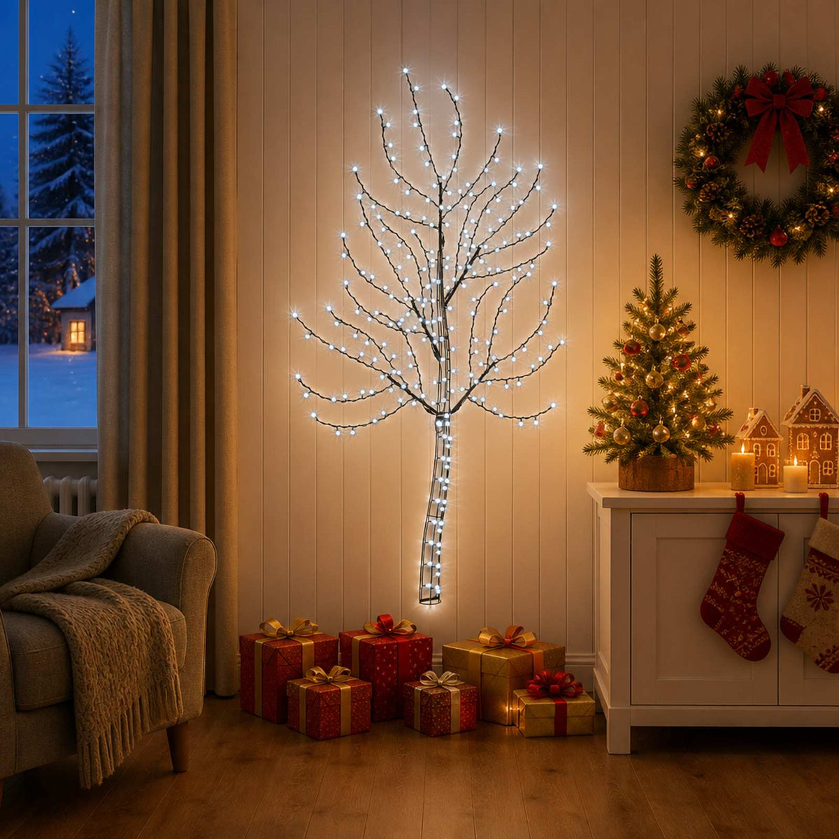 LED sieninė Kalėdų eglutė 150 cm 140 LED Šalta balta Plienas