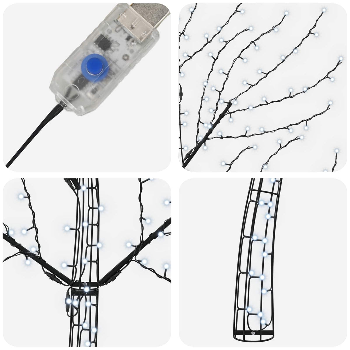 LED sieninė Kalėdų eglutė 150 cm 140 LED Šalta balta Plienas