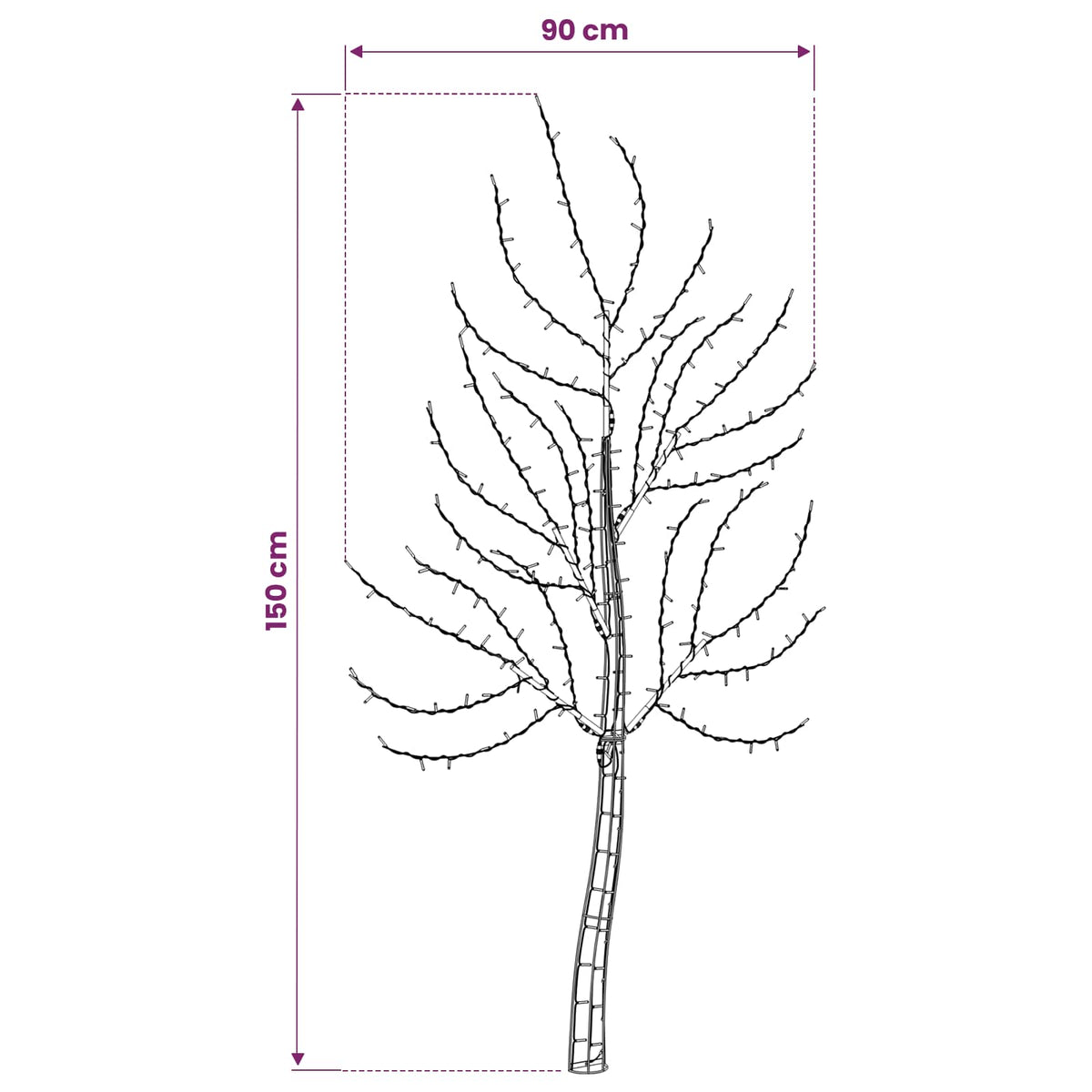 LED sieninė Kalėdų eglutė 150 cm 140 LED Mėlyna Plienas Juoda