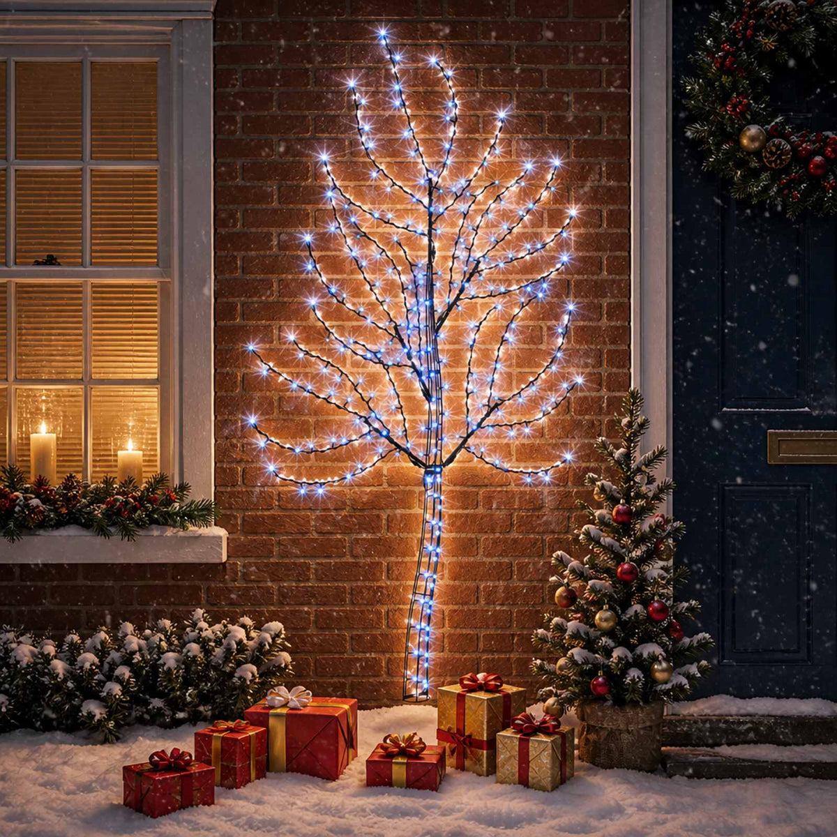 LED sieninė Kalėdų eglutė 180 cm 200 LED Mėlyna Plienas Juoda