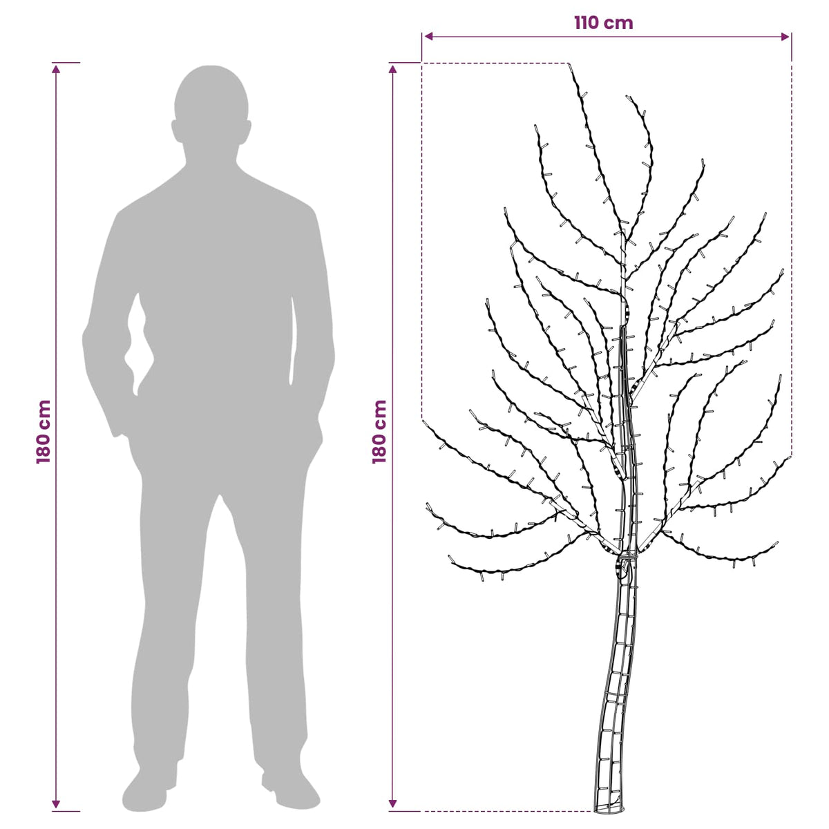 LED sieninė Kalėdų eglutė 180 cm 200 LED Mėlyna Plienas Juoda