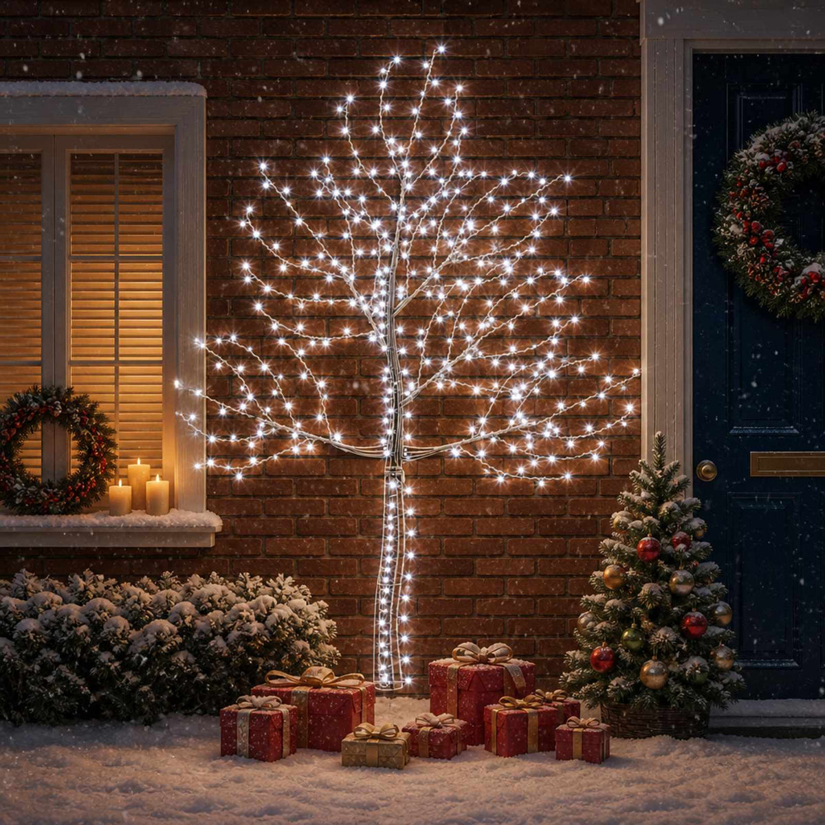 LED sieninė Kalėdų eglutė 210 cm 312 LED Šalta balta Plienas