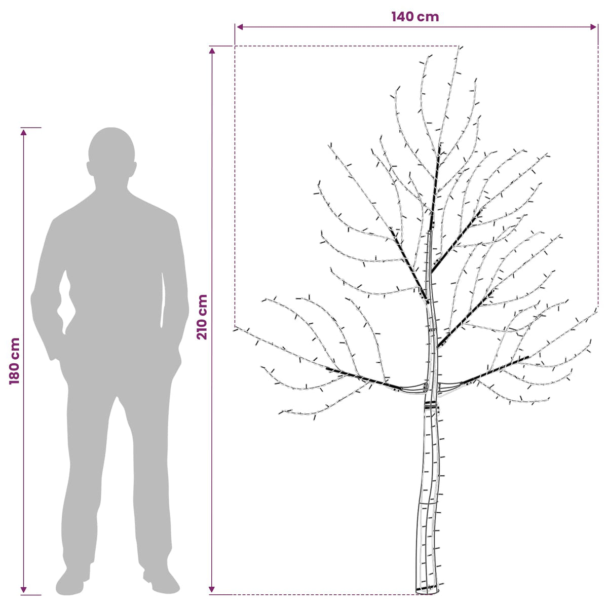 LED sieninė Kalėdų eglutė 210 cm 312 LED Mėlyna Plienas Juoda