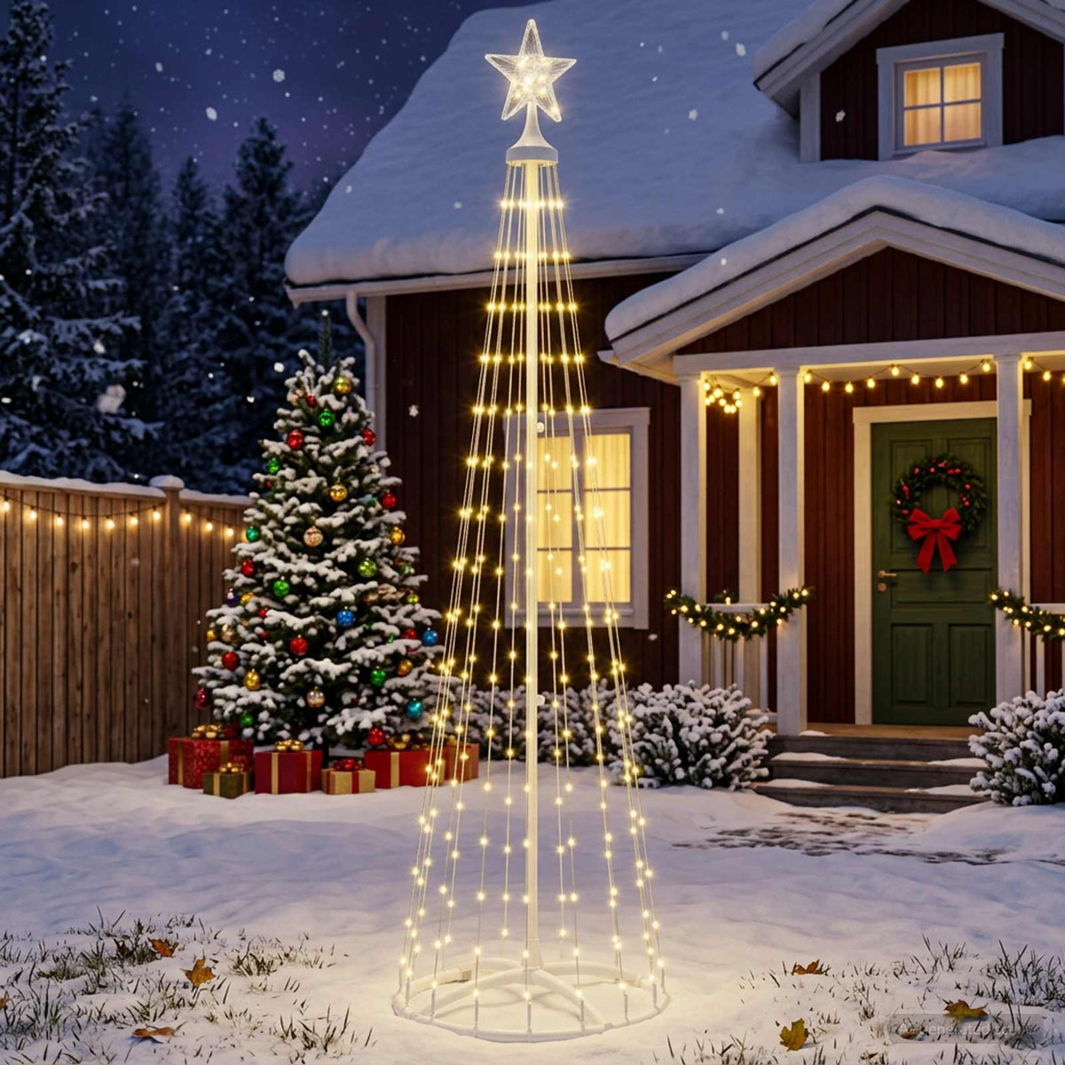 LED kūginė kalėdinė eglutė 180 cm 250 LED Šilta balta Plienas