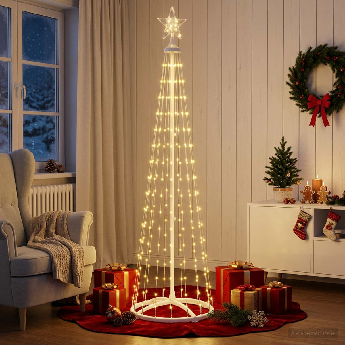 LED kūginė kalėdinė eglutė 180 cm 250 LED Šilta balta Plienas