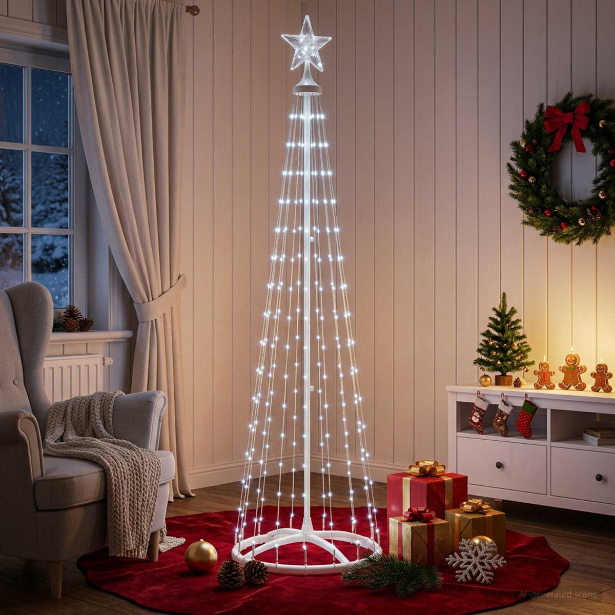 LED kūginė kalėdinė eglutė 180 cm 250 LED Šalta balta Plienas
