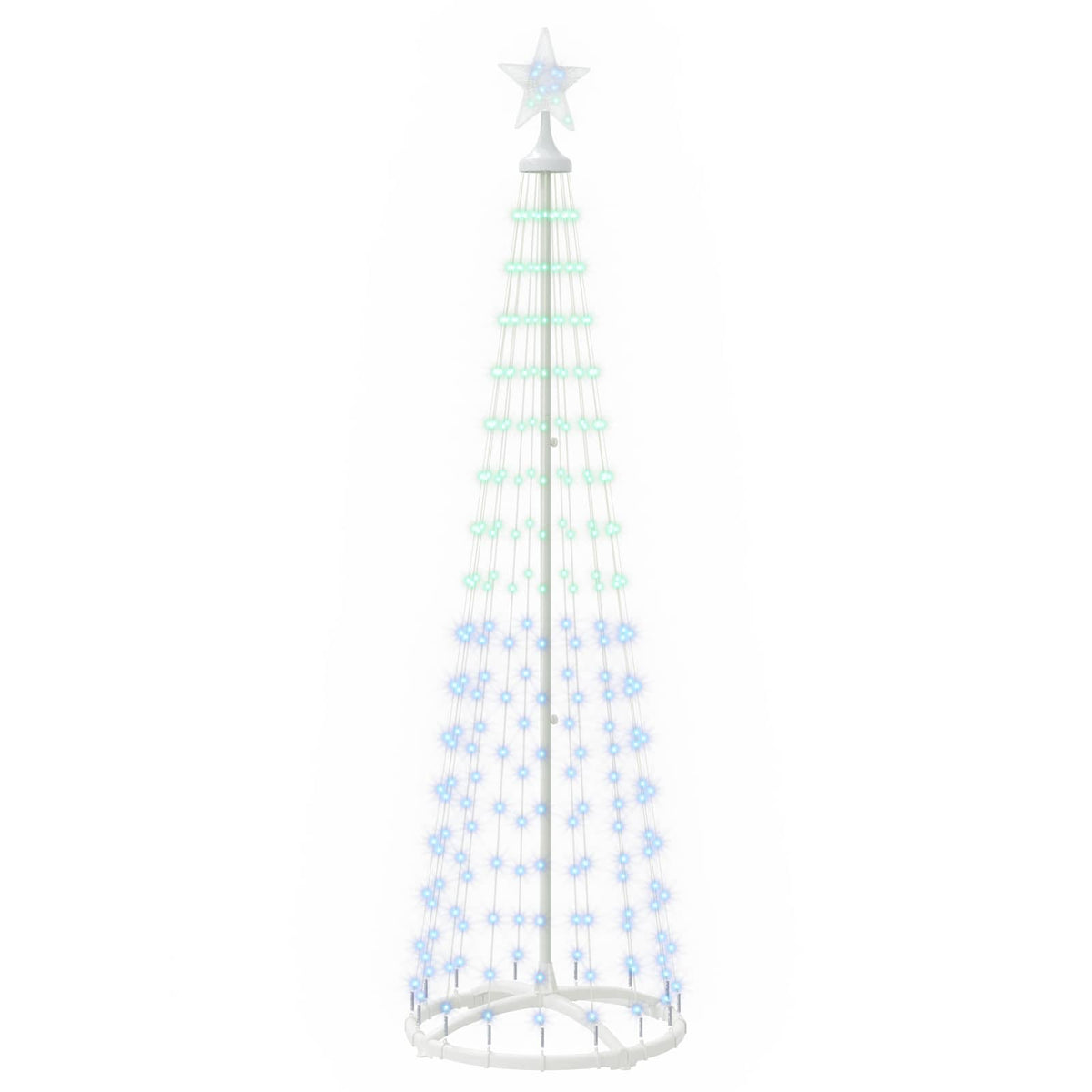 LED kūginė kalėdinė eglutė 180 cm 250 LED RGB Plienas Balta