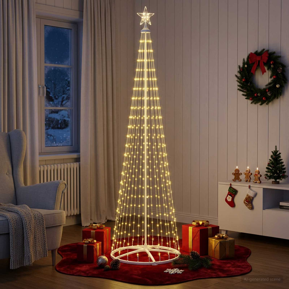 LED kūginė kalėdinė eglutė 250 cm 470 LED Šilta balta Plienas