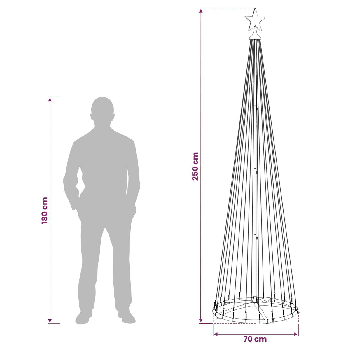 LED kūginė kalėdinė eglutė 250 cm 470 LED Šilta balta Plienas
