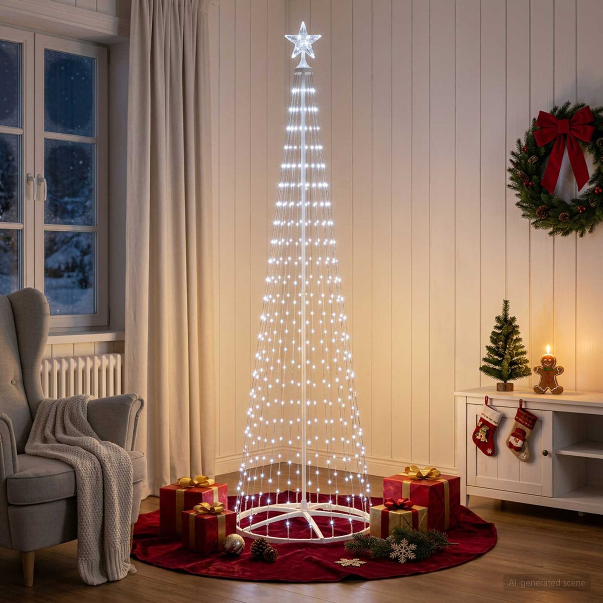 LED kūginė kalėdinė eglutė 250 cm 470 LED Šalta balta Plienas