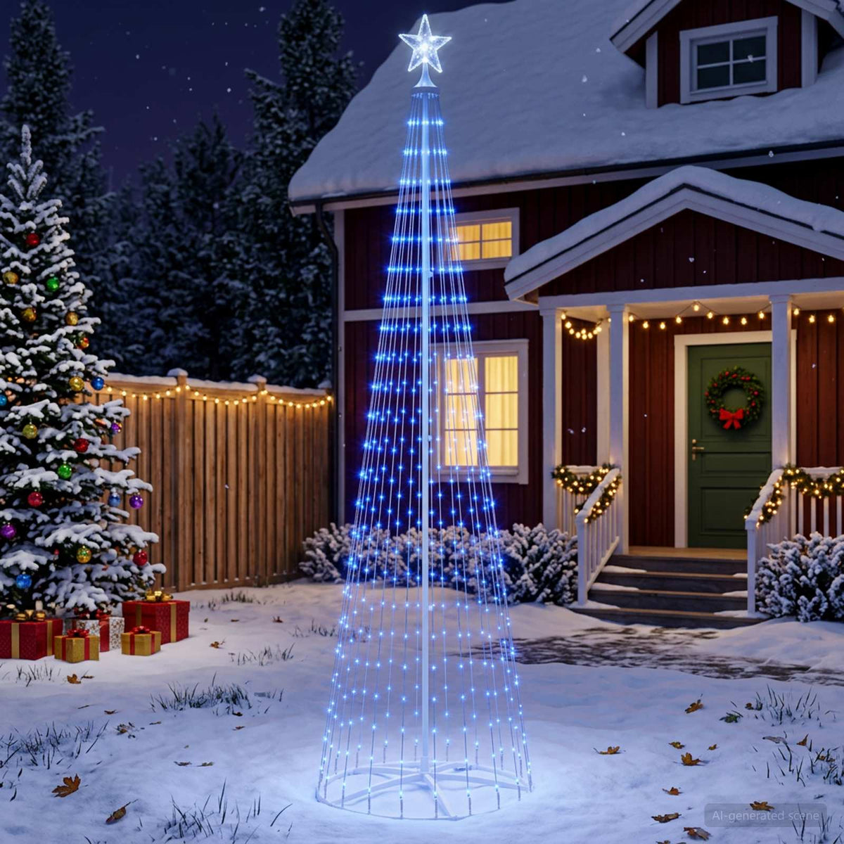 LED kūginė kalėdinė eglutė 250 cm 470 LED Mėlyna Plienas Balta